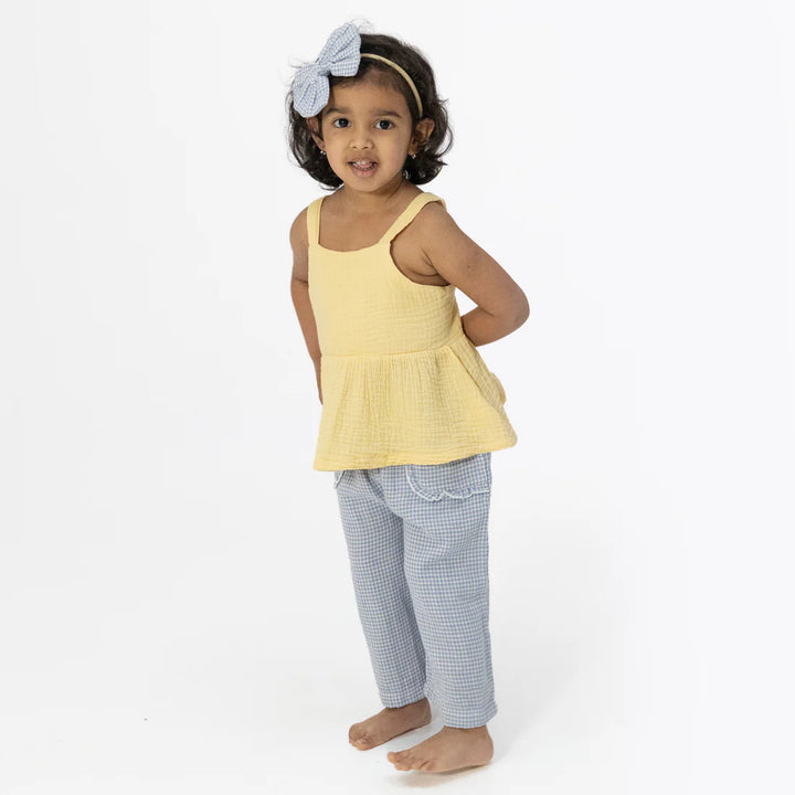 Angel Dear Peplum Tank with Wide Leg Pant  1396-S26-MGI  Gingham Blue Blizzard