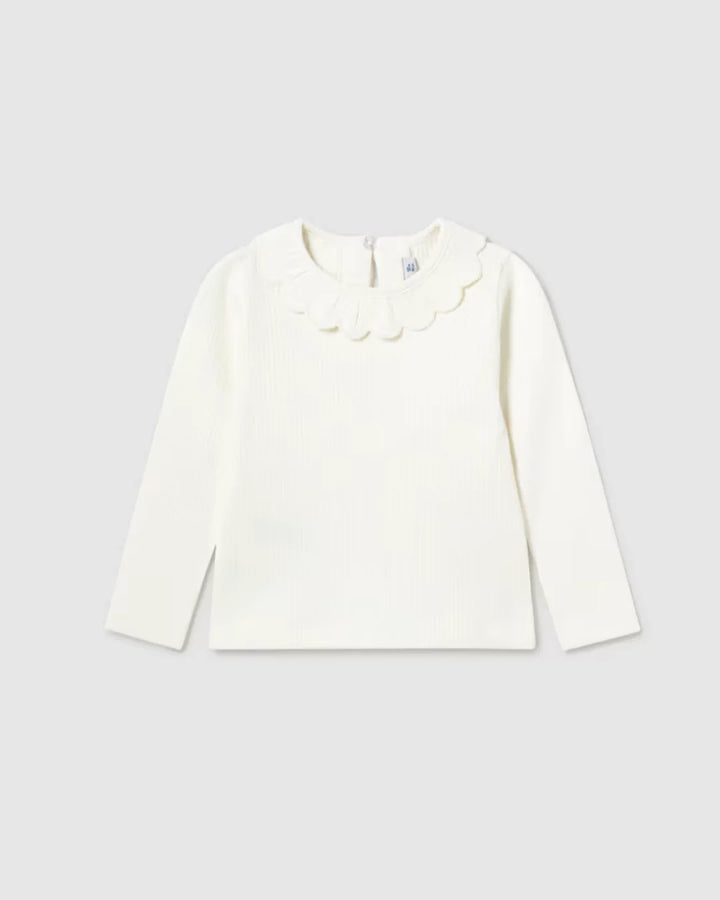 Mayoral Baby Girl Long Sleeve Ribbed Tee  2051-85  Crudo *