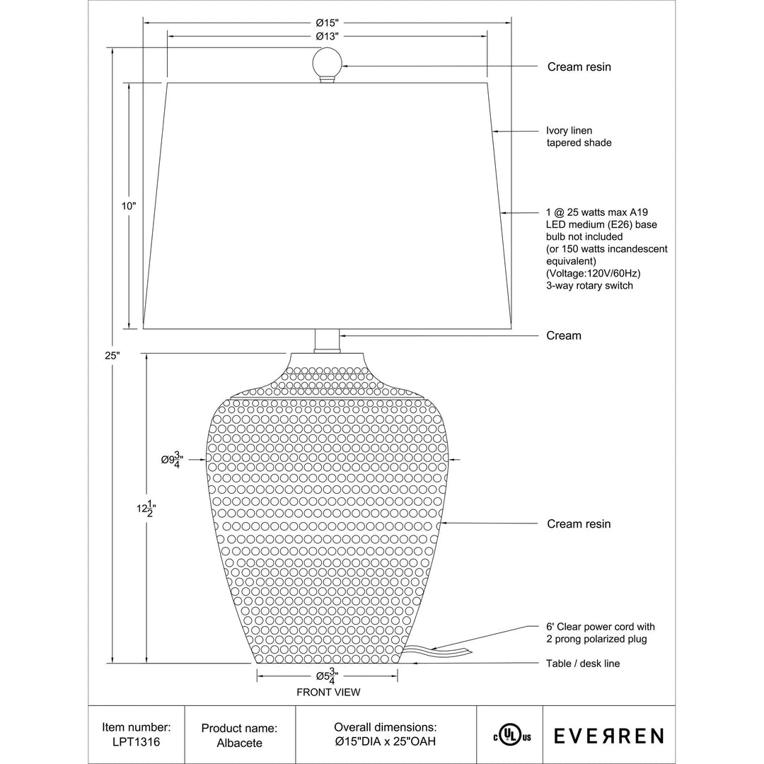 Renwil Table Lamp  LPT1316   Everren Albacete