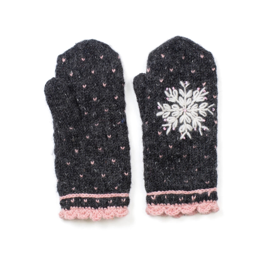 Lost Horizons Anoushka Snowflake Mittens  -  Black Natural