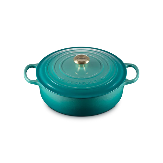Le Creuset 6.2L Shallow Round French Oven  - Bleu Riviera