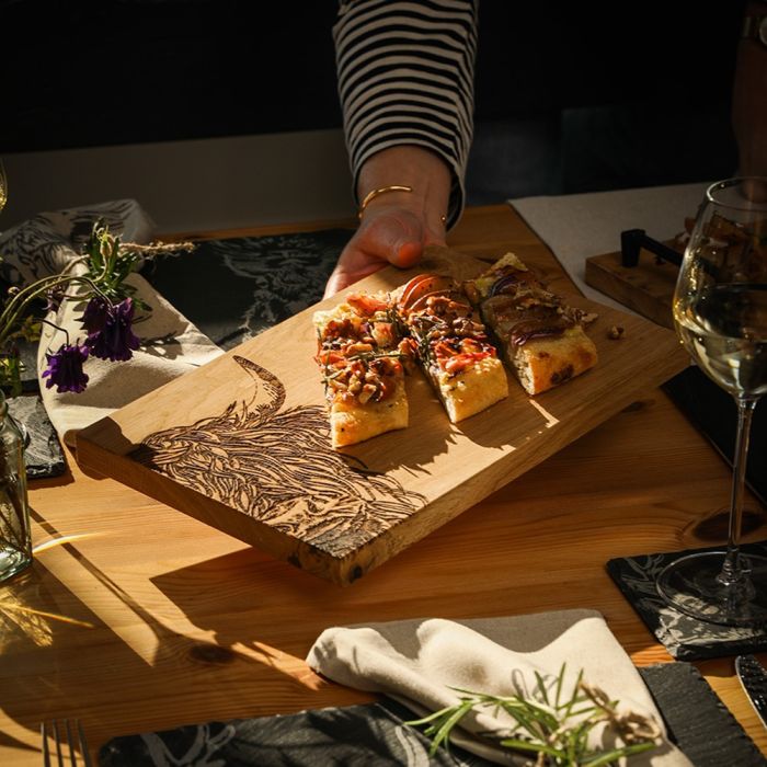 Selbrae Oak Serving Board  -  Highland Cow