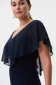 Joseph Ribkoff Silky Knit Chiffon Overlay Dress  232240  Midnight Blue