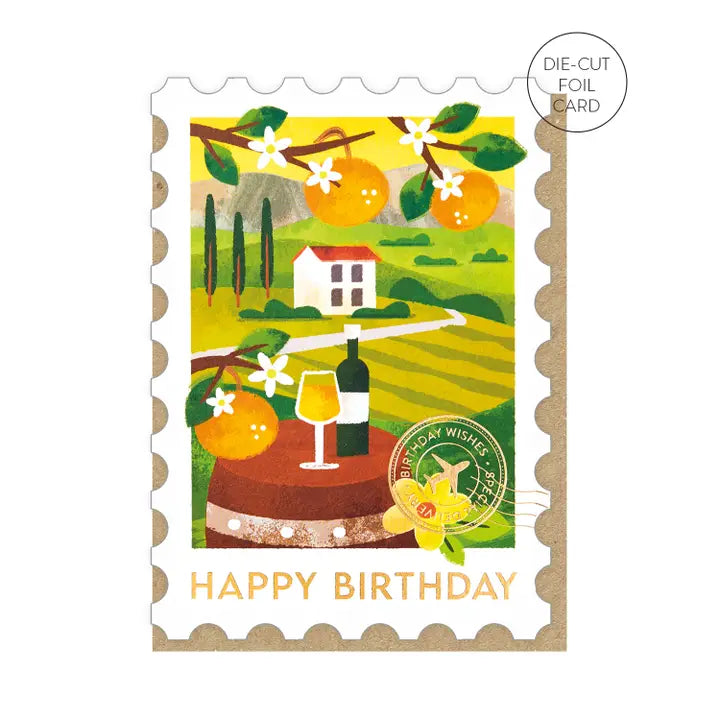 Card - Birthday Stamp Globe08