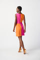 Joseph Ribkoff Scuba Crepe Colour Block Shift Dress  241193 Ultra Pink/Mandarin