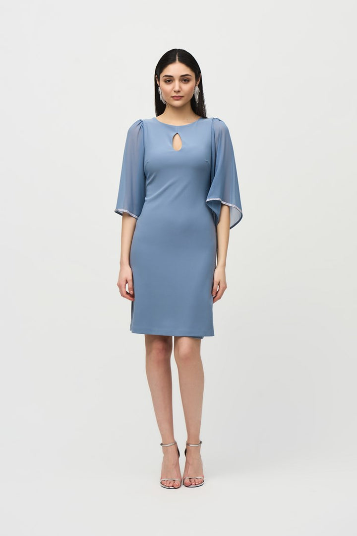 Joseph Ribkoff Shift Dress with Chiffon Sleeves  241709  Serenity Blue*