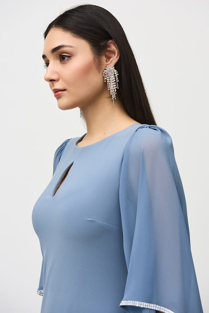Joseph Ribkoff Shift Dress with Chiffon Sleeves  241709  Serenity Blue*
