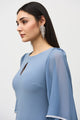 Joseph Ribkoff Shift Dress with Chiffon Sleeves  241709  Serenity Blue