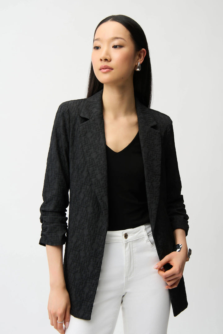 Joseph Ribkoff Jacquard Texture Boxy Blazer  242034  Black
