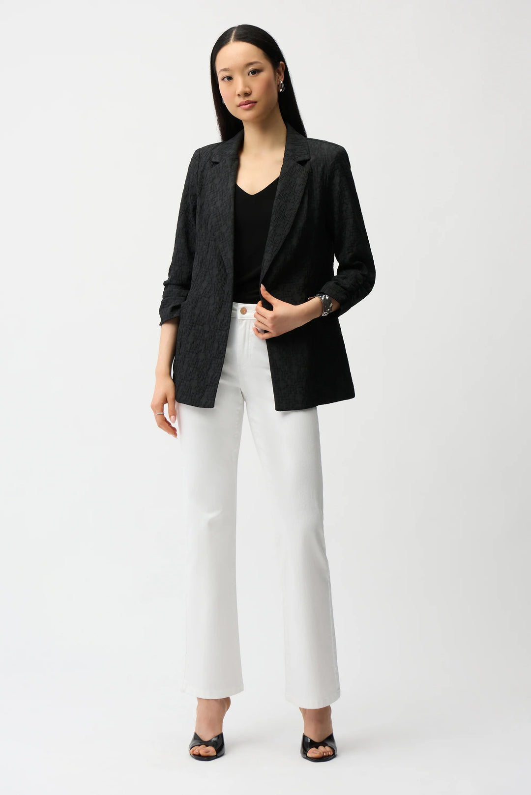 Joseph Ribkoff Jacquard Texture Boxy Blazer  242034  Black
