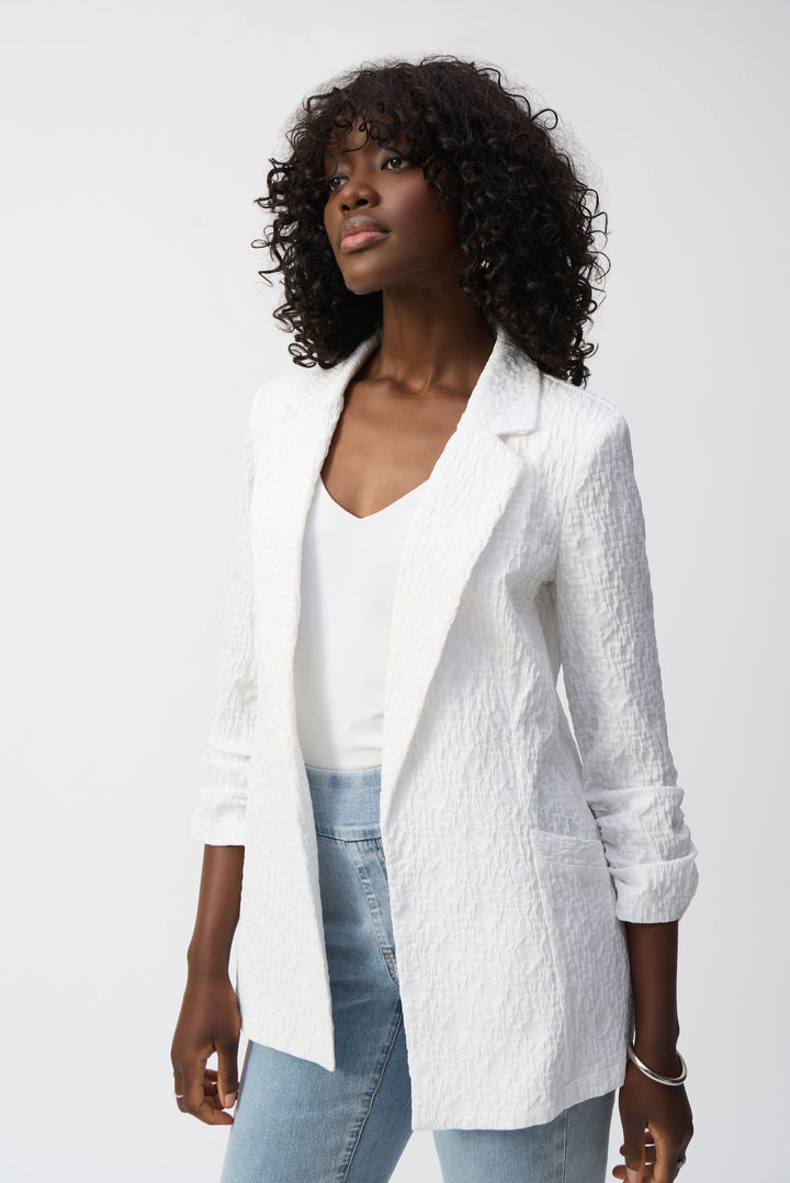 Joseph Ribkoff Jacquard Texture Boxy Blazer  242034  White