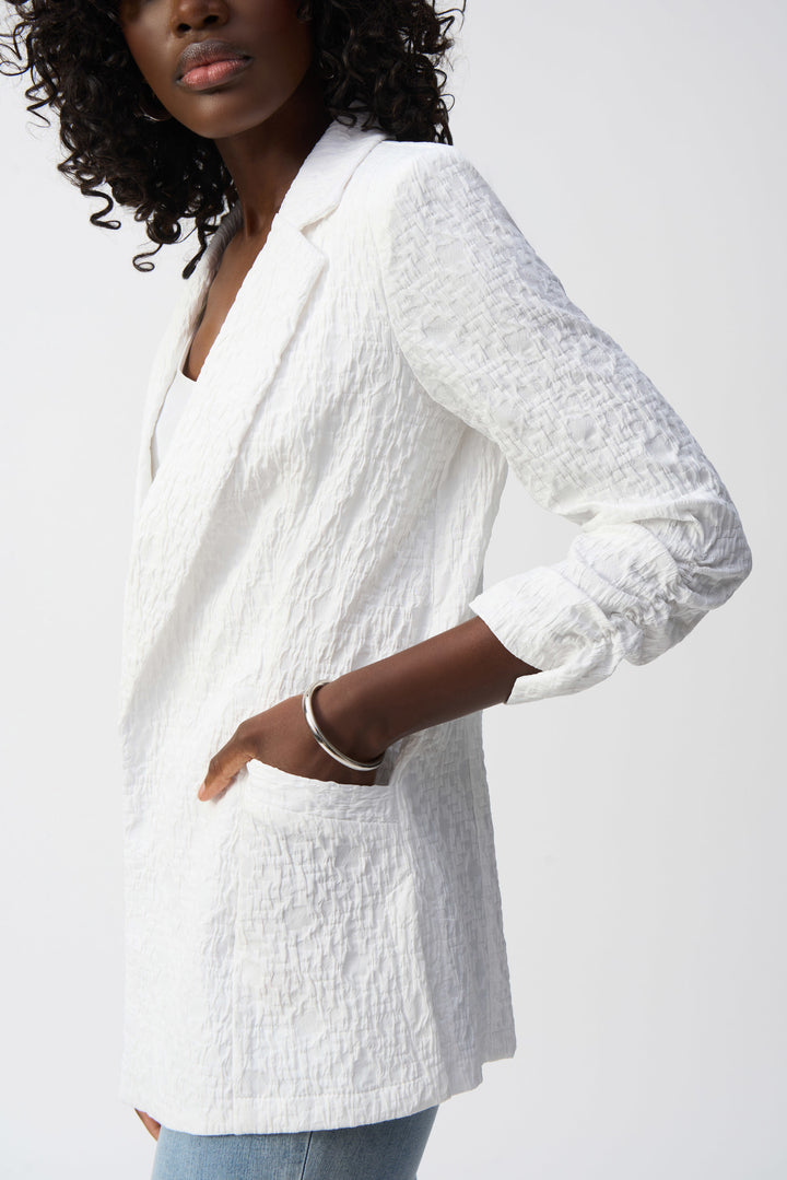 Joseph Ribkoff Jacquard Texture Boxy Blazer  242034  White