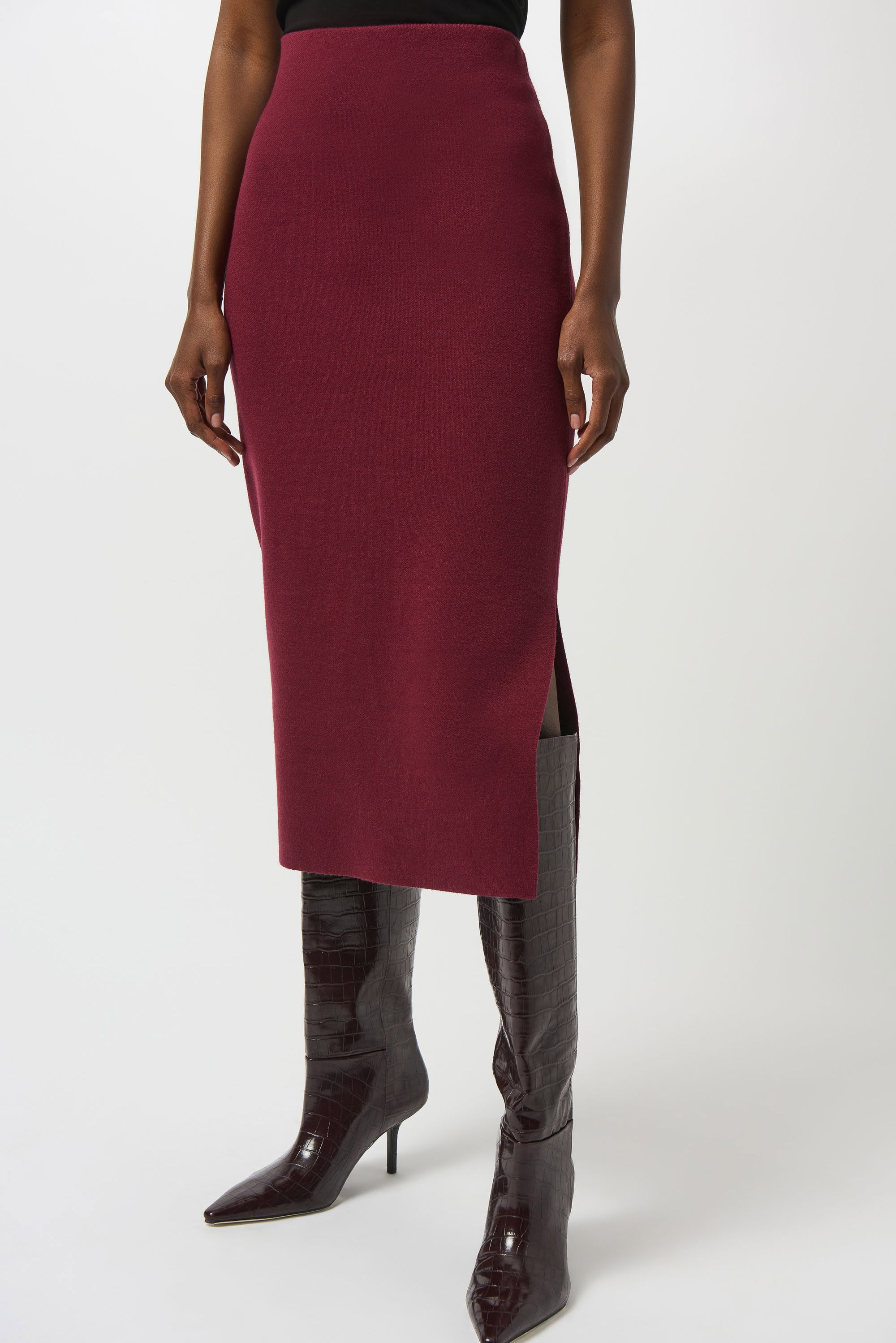 Joseph Ribkoff Sweater Knit Midi Skirt  243967  Merlot