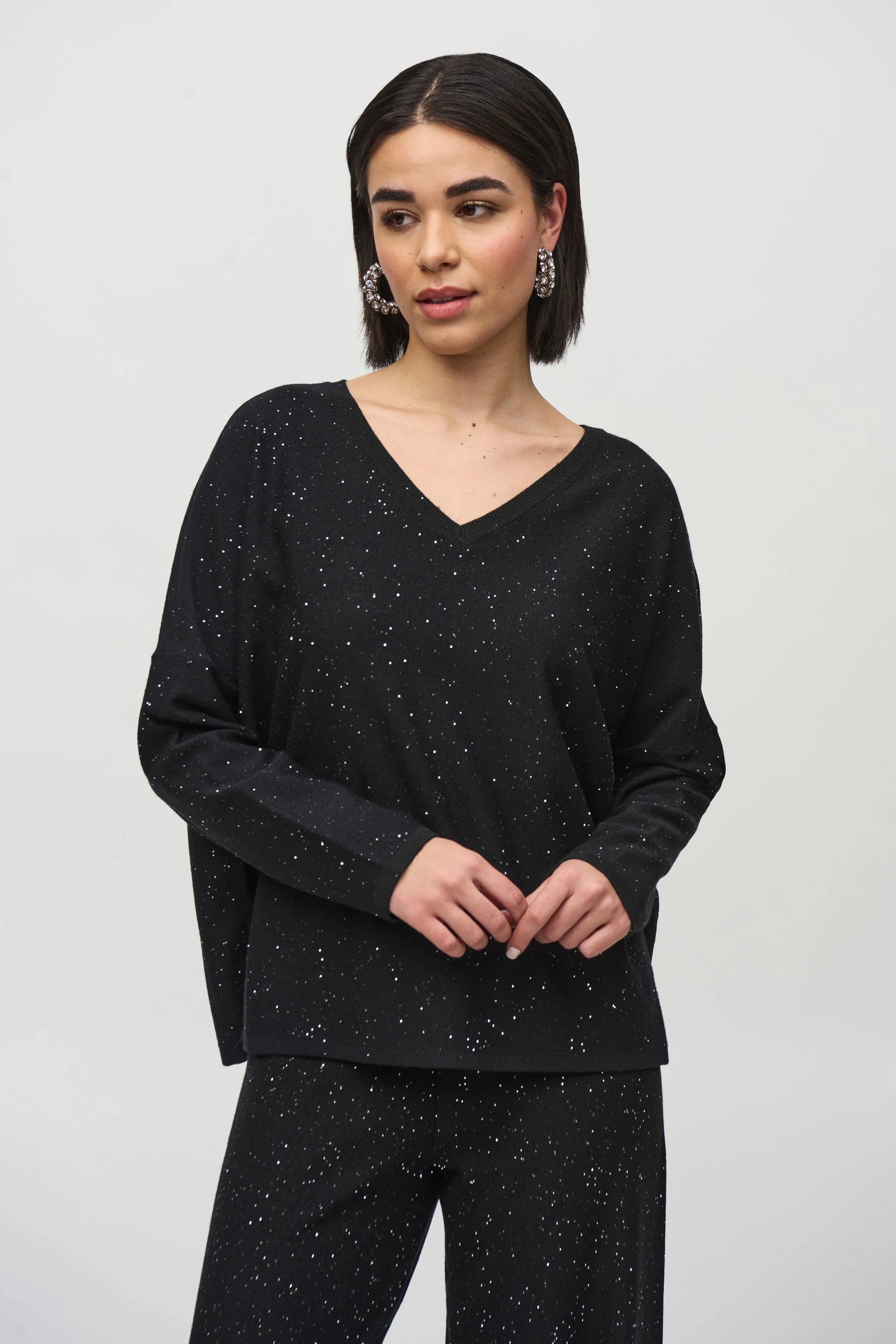 Joseph Ribkoff Sequined Boxy Sweater  244921  Black