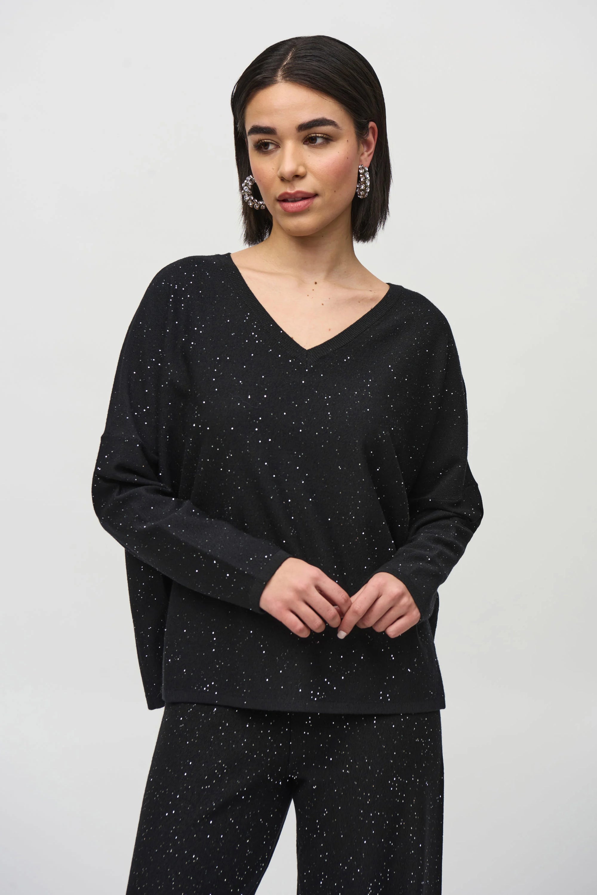 Joseph Ribkoff Sequined Boxy Sweater  244921  Black