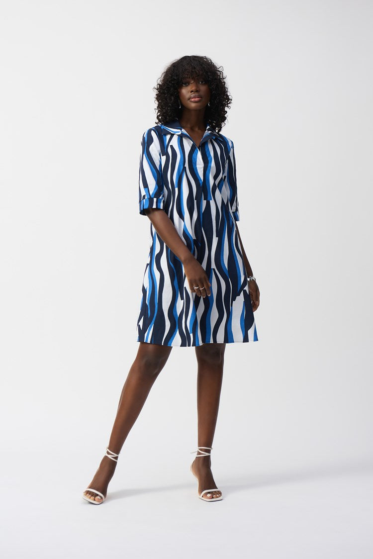 Joseph Ribkoff Trapeze Shirt Dress 251294 Vanilla Multi  Crocus & Ivy  Interiors