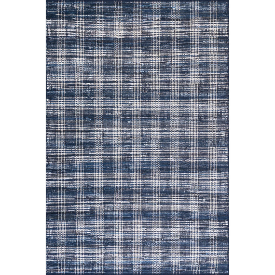 Denim Plaid Machine Washable Rug