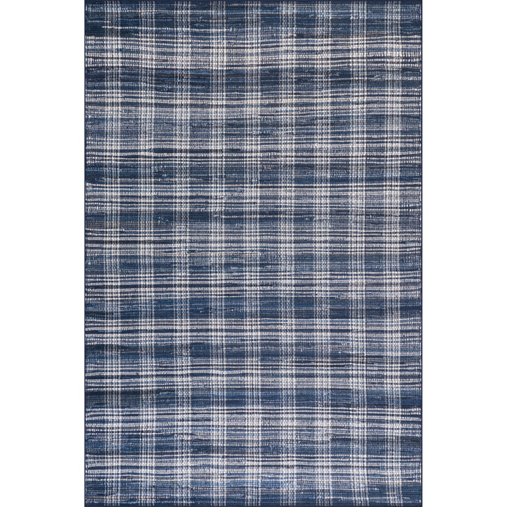 Denim Plaid Machine Washable Rug