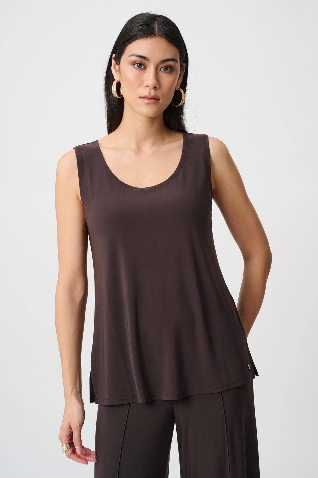 Joseph Ribkoff Silky Knit Scoop Knit Tank Top  251970  Mocha