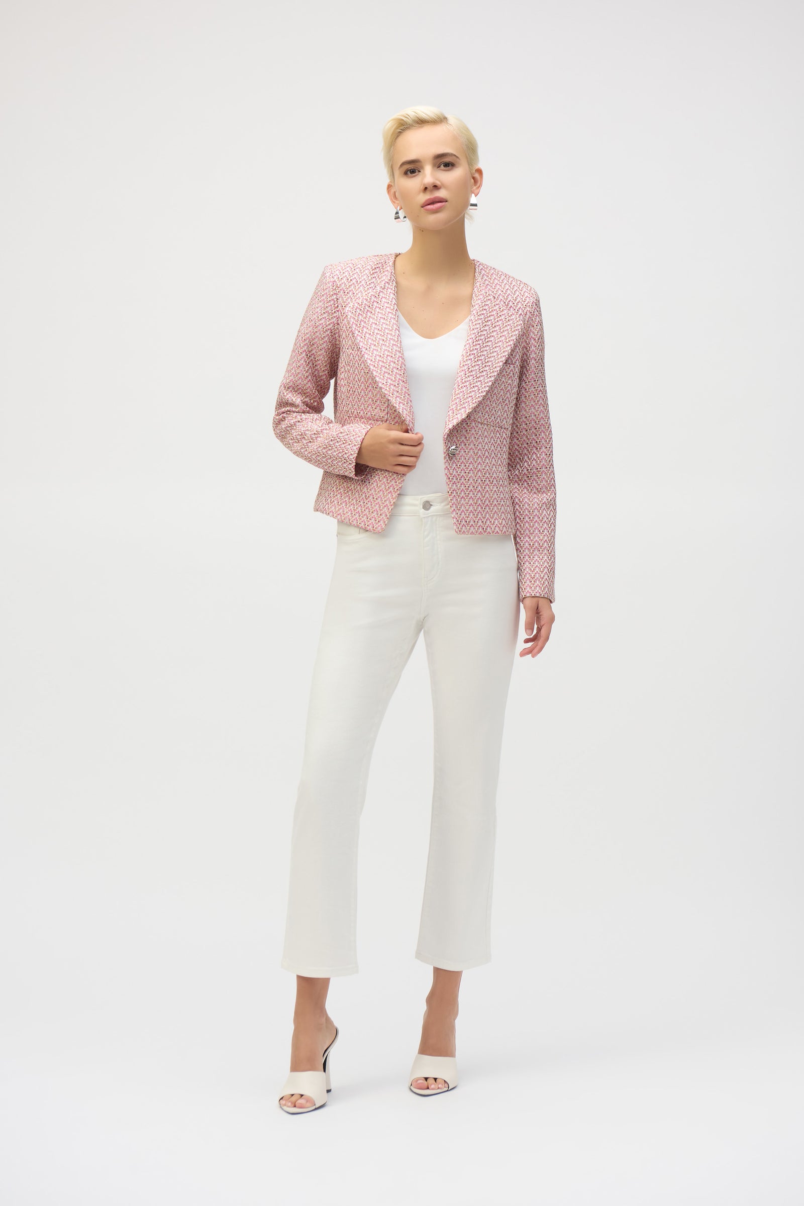 Joseph Ribkoff Boucle Boxy Blazer  252147  Pink/Multi