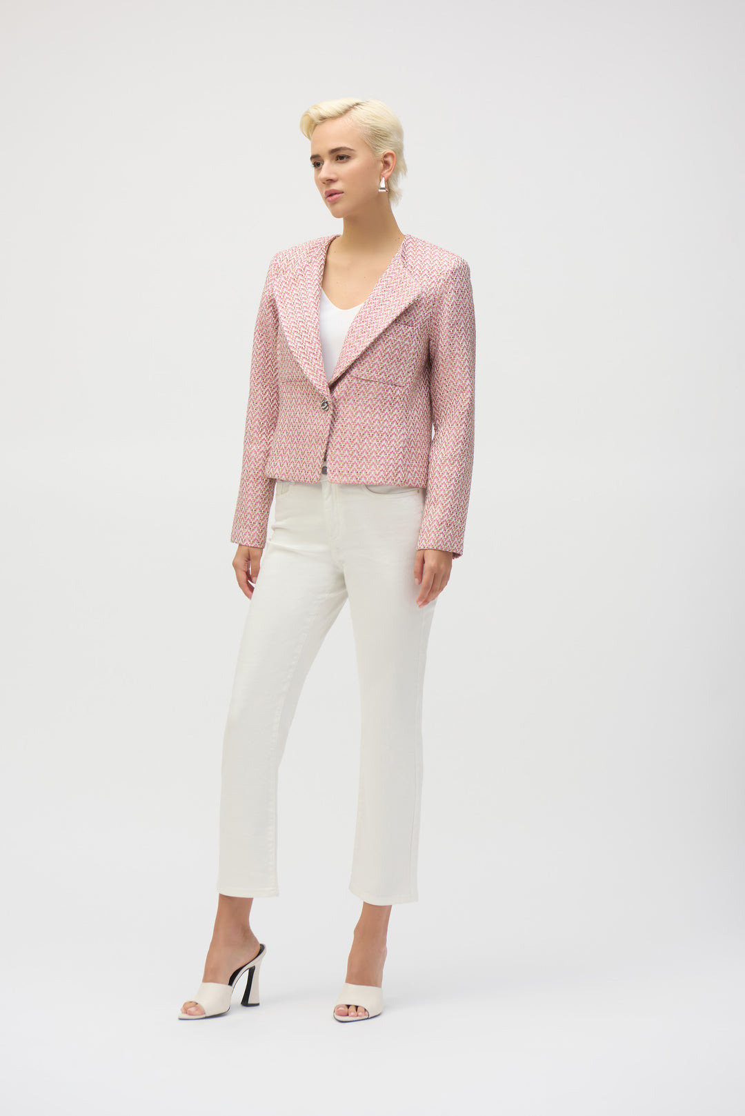 Joseph Ribkoff Boucle Boxy Blazer  252147  Pink/Multi