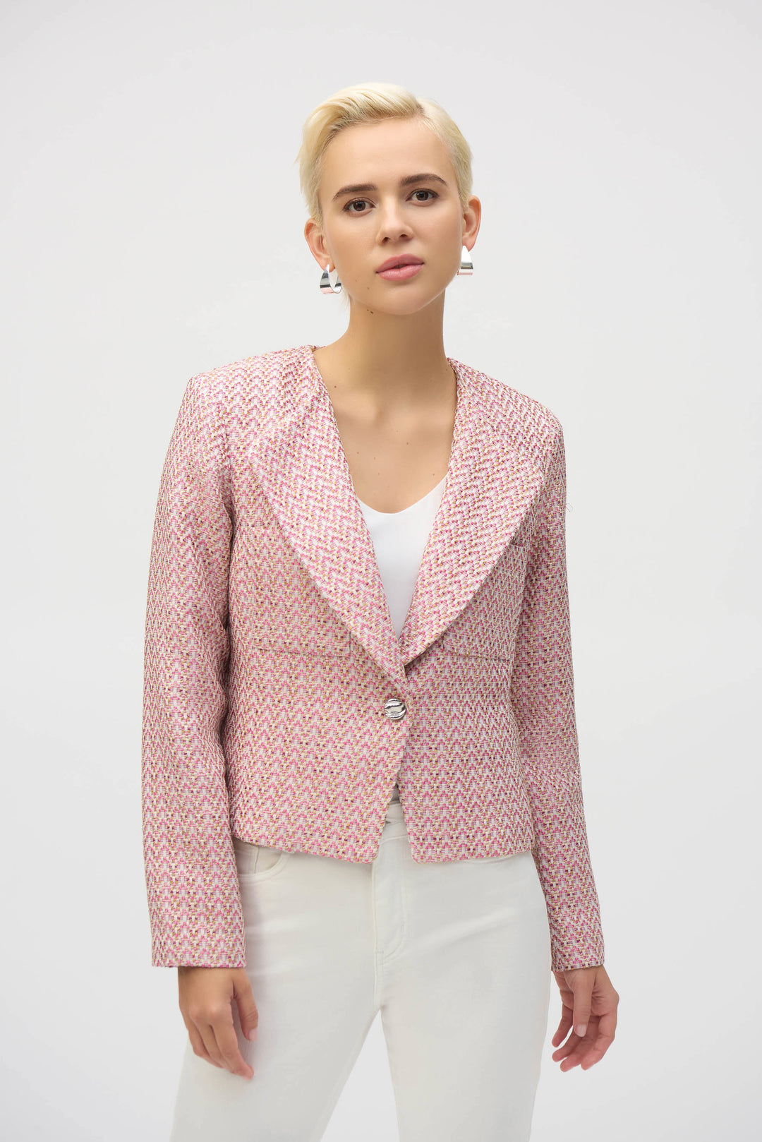 Joseph Ribkoff Boucle Boxy Blazer  252147  Pink/Multi