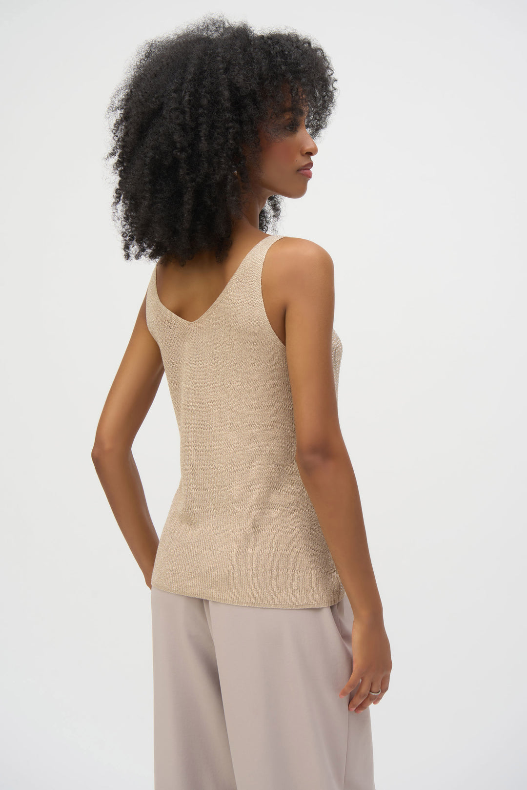 Joseph Ribkoff Metallic Camisole with Rhinestones   252915  Champagne