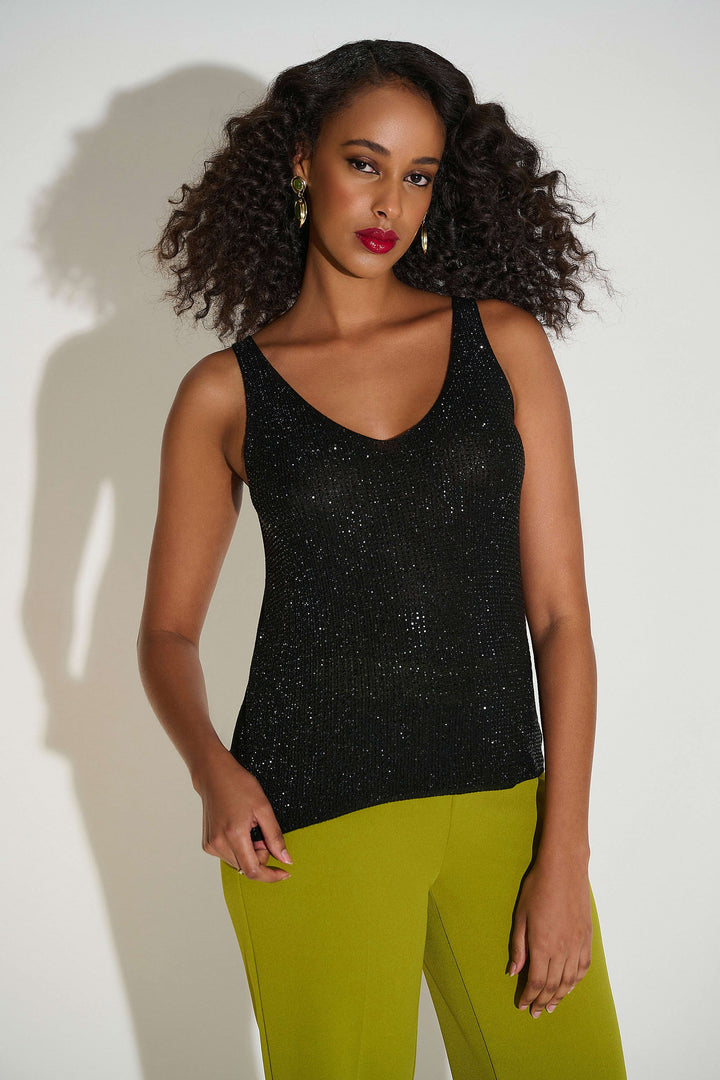 Metallic Camisole with Rhinestones  252915  Black