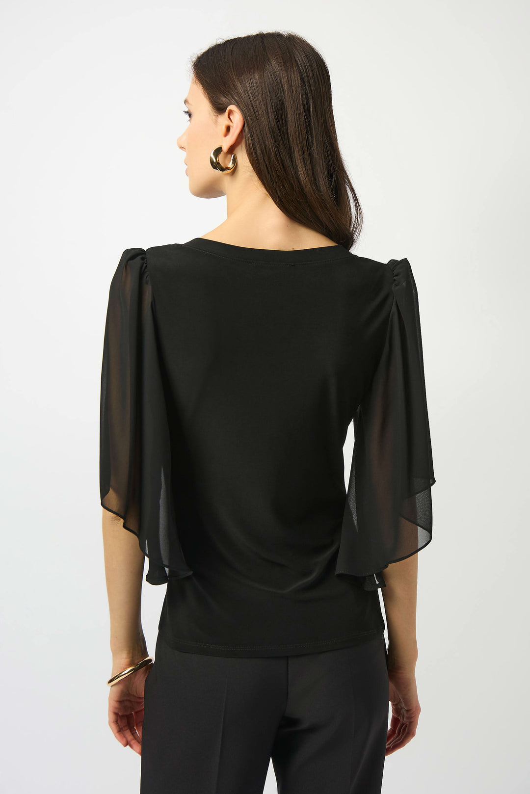Joseph Ribkoff Silky Knit and Chiffon Top  253055  Black