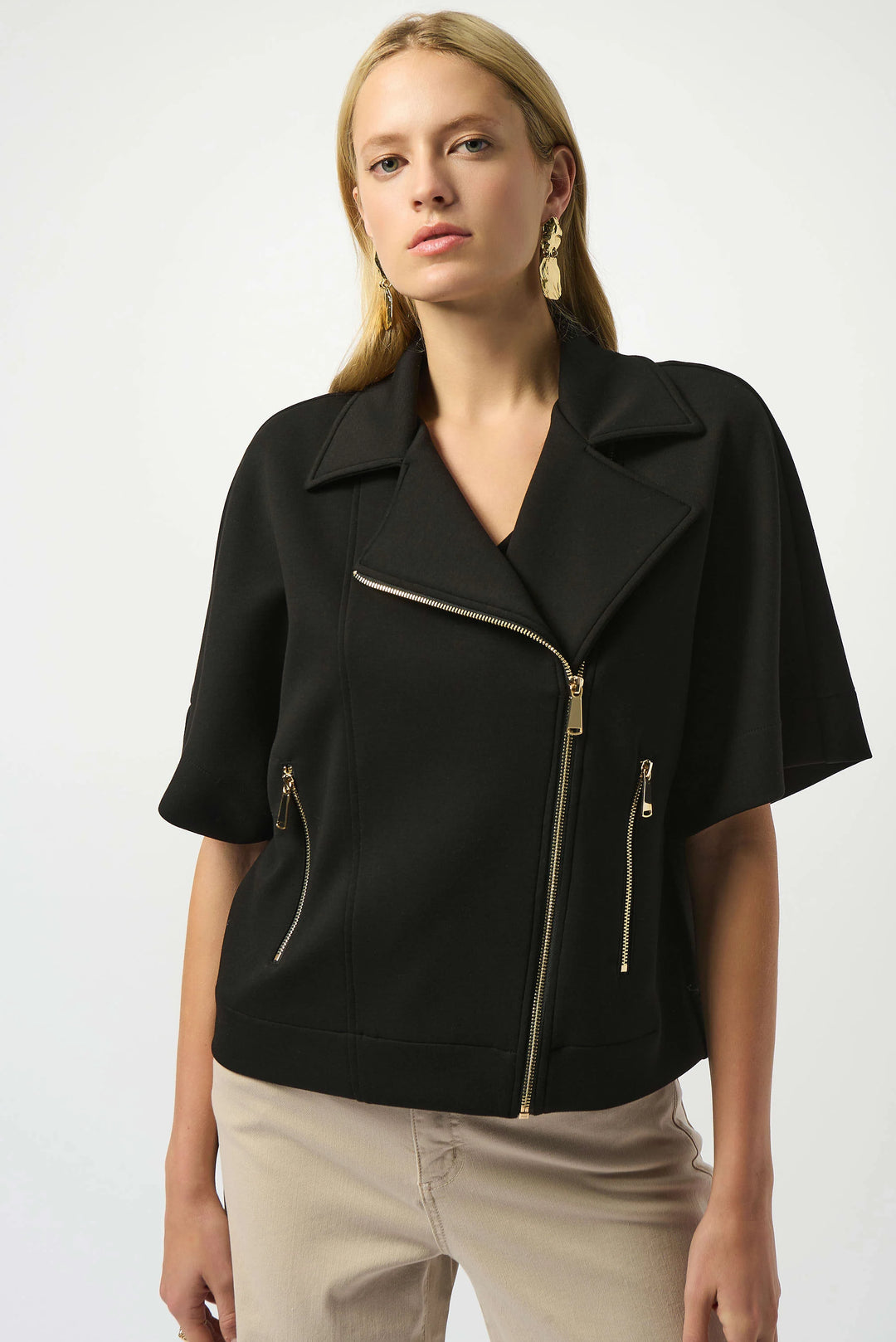 Joseph Ribkoff Scuba Jersey Boxy Jacket  253241  Black