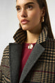 Joseph Ribkoff Wool Blend Plaid Coat  253946  Camel/Multi