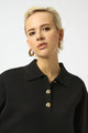 Joseph Ribkoff Knit Boxy Pullover with Polo Collar  253962  Black