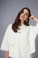 Joseph Ribkoff Knit Boxy Pullover with Polo Collar  253962  Winter White