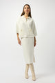 Joseph Ribkoff Knit Boxy Pullover with Polo Collar  253962  Winter White