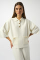 Joseph Ribkoff Knit Boxy Pullover with Polo Collar  253962  Winter White