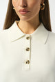 Joseph Ribkoff Knit Boxy Pullover with Polo Collar  253962  Winter White