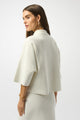 Joseph Ribkoff Knit Boxy Pullover with Polo Collar  253962  Winter White