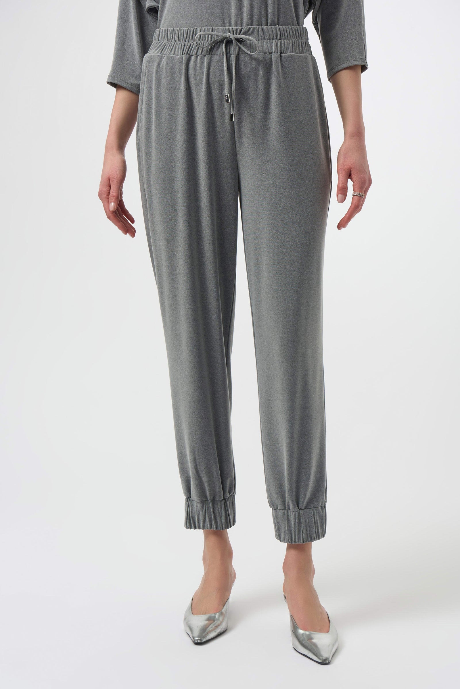 Joseph Ribkoff Melange Silky Knit Pull-On Jogger Pants  254079  Grey Melange