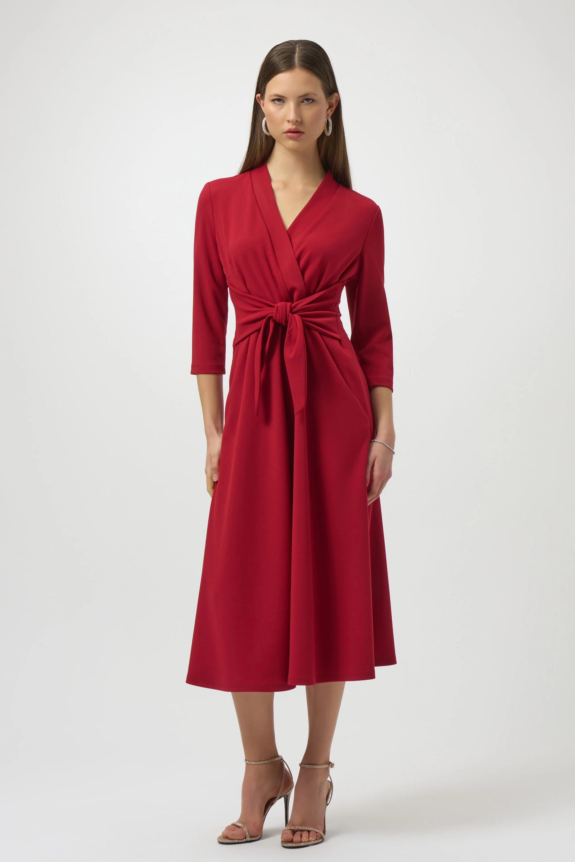 Joseph Ribkoff Scuba Crepe Fit and Flare Dress  254127  Deep Cherry