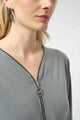 Joseph Ribkoff Silky Knit Boxy Top with Zipper Detail  254205  Grey Melange