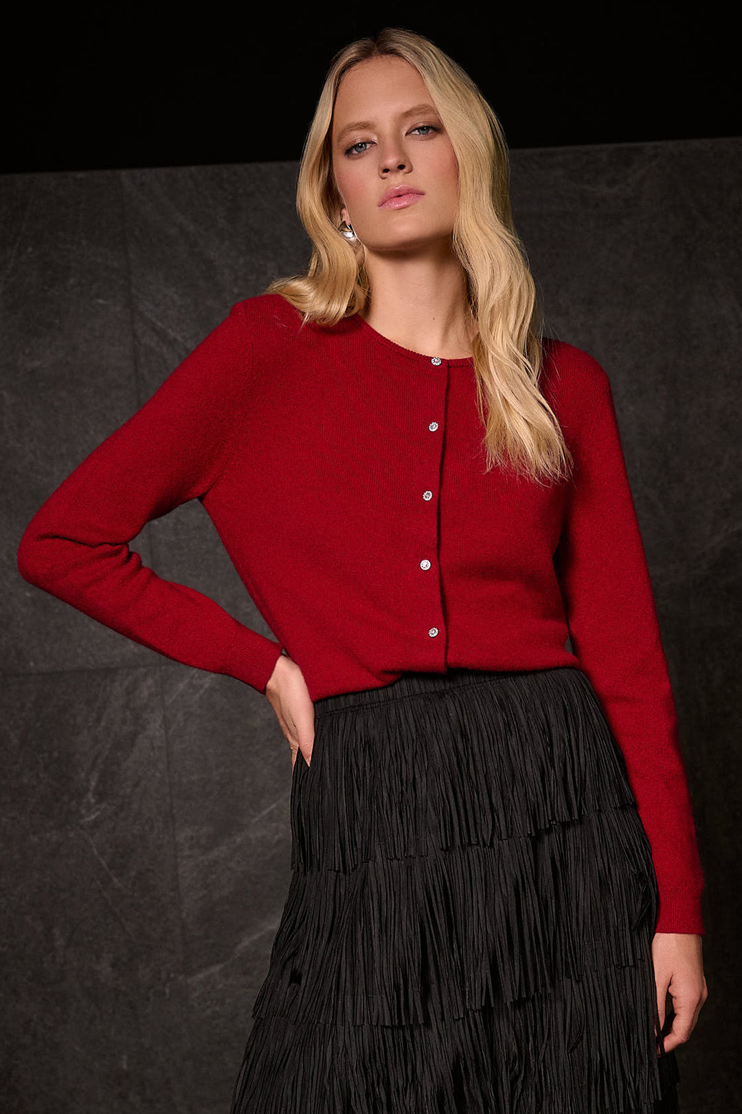 Joseph Ribkoff Cashmere Cardigan  254951  Deep Cherry
