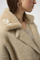 Joseph Ribkoff Feather Yarn and Faux Fur Coat  254954  Fawn