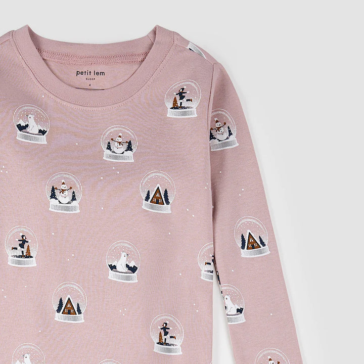 Petit Lem Girls 2Pce Pyjama Set  25FRS52Q02K  Snowglobe Print on Lt. Purple **
