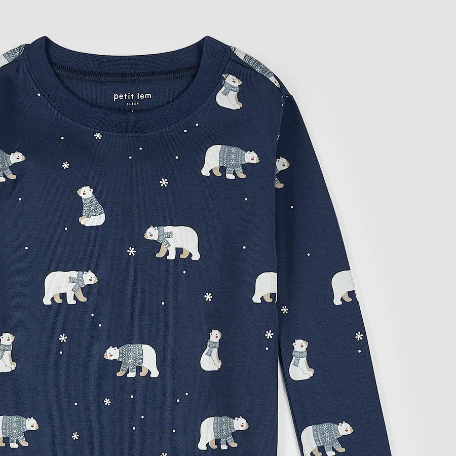 Petit Lem Boys 2pc Pyjama Set  25FRS52Q05   Winter Polar Bear on Navy **