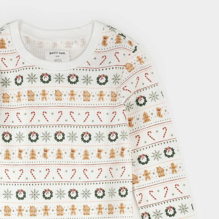 Petit Lem Ladies' 2pc. Pyjama Set  25HRS50R04  Christmas Treats on Fair Isle Print
