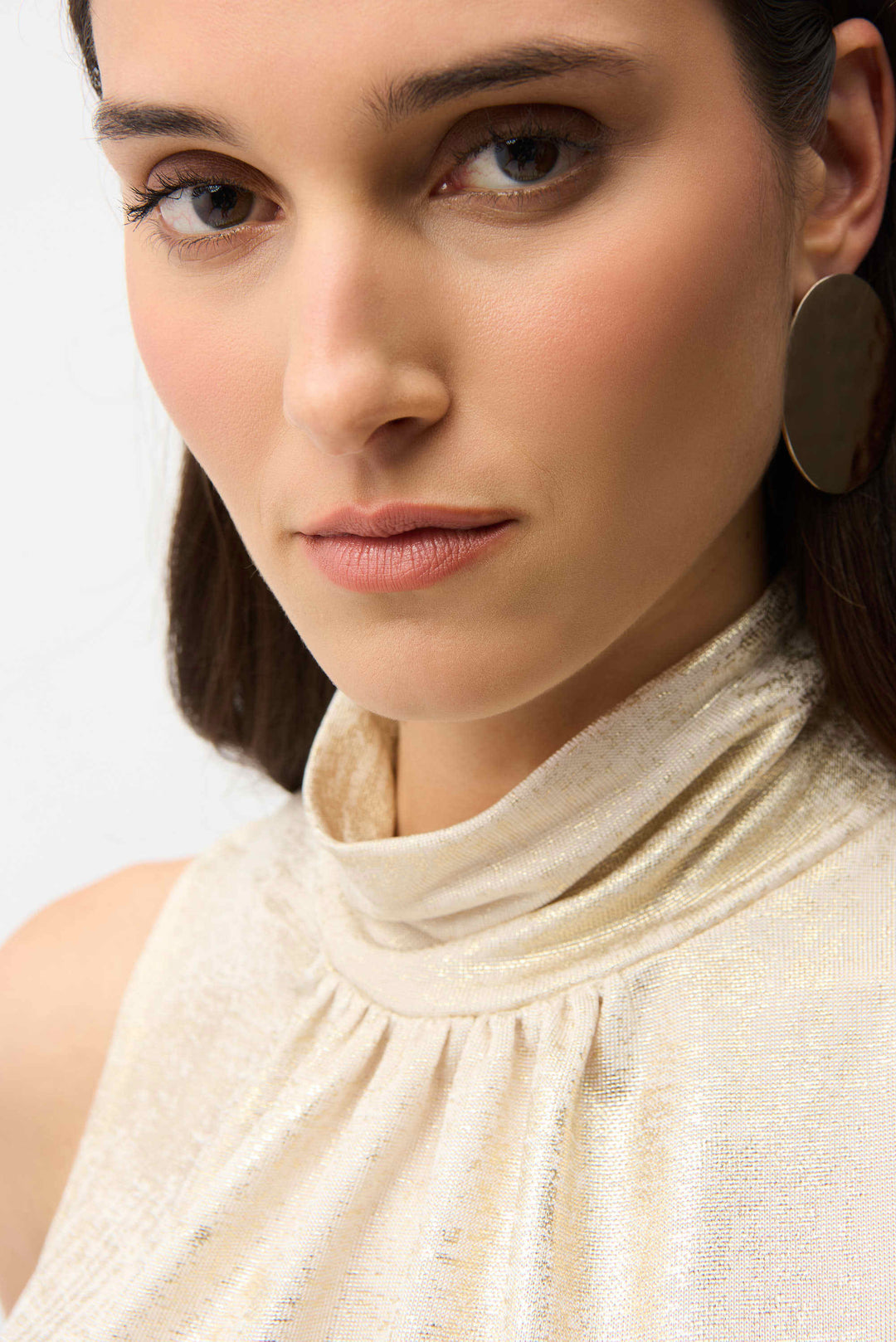 Joseph Ribkoff Foiled Sleeveless Top  261008  Ivory/Gold