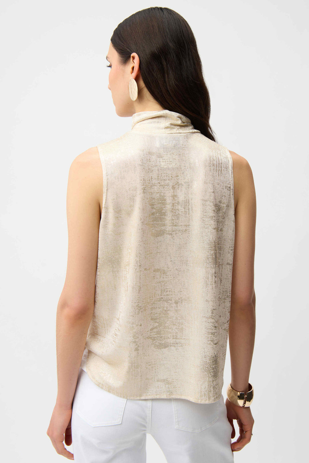 Joseph Ribkoff Foiled Sleeveless Top  261008  Ivory/Gold