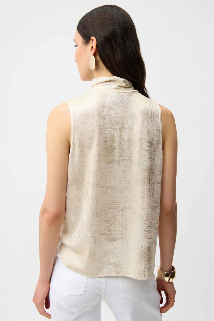 Joseph Ribkoff Foiled Sleeveless Top  261008  Ivory/Gold