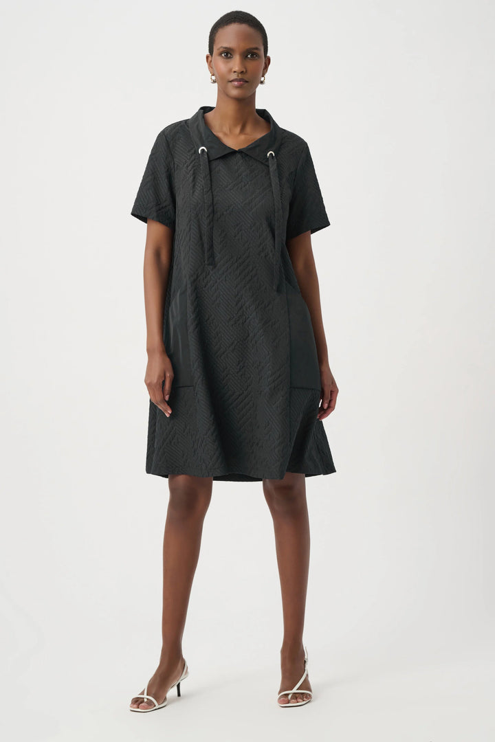 Joseph Ribkoff Jacquard A-Line Dress  261027  Black