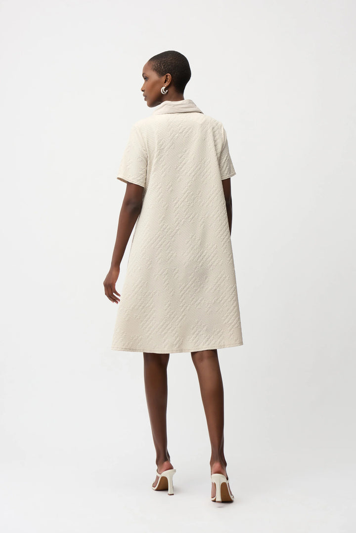 Joseph Ribkoff Jacquard A-Line Dress  261027  Moonstone